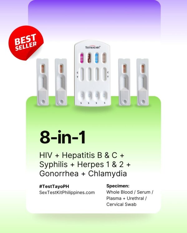 8-in-1 STD Test Kit (Blood & Swab): HIV, Hepatitis B & C, Syphilis, Herpes (HSV-1 & 2), Gonorrhea, Chlamydia